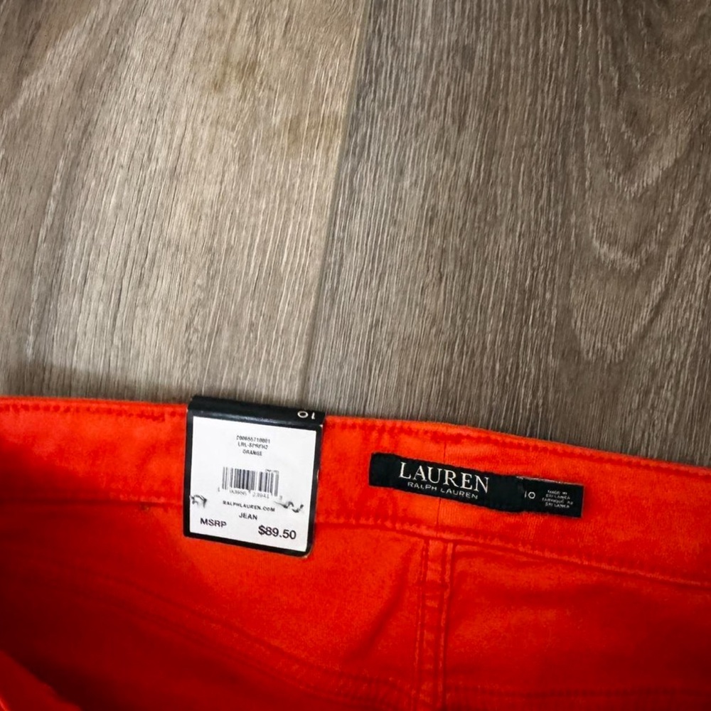 NWT Lauren Ralph Lauren Women's ORANGE Skinny Jeans - Picture 3 of 7